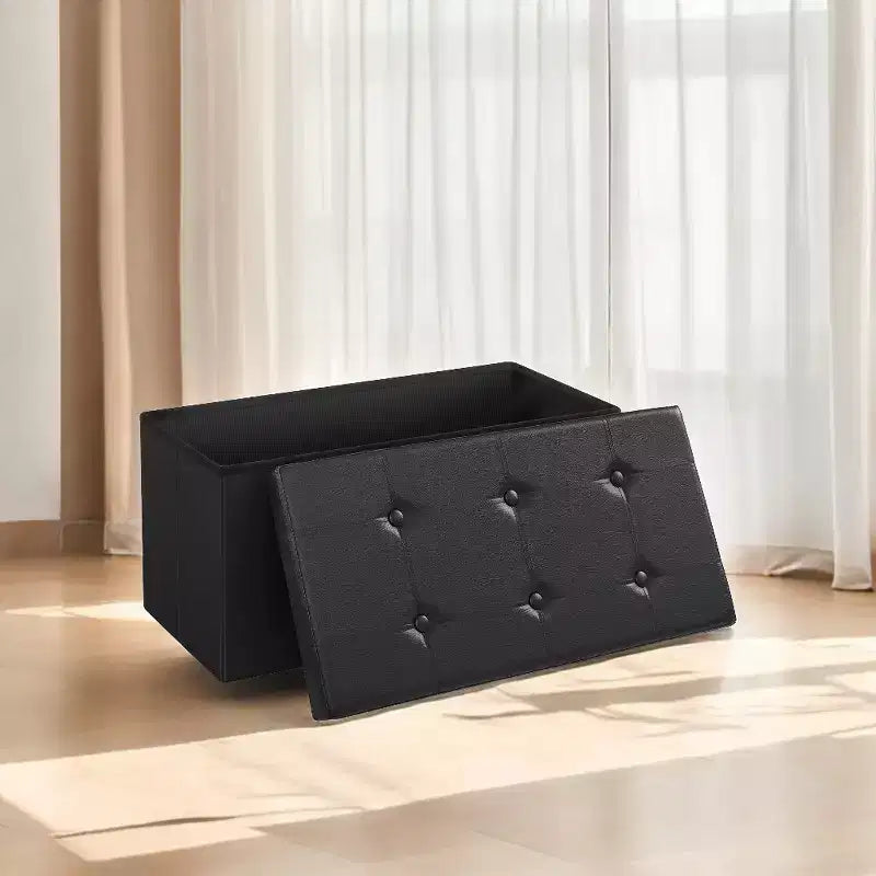 30 Ottoman Storage Bench, Ottoman with Storage, Footstool, Folding Bedroom Bench, Holds 660 lb