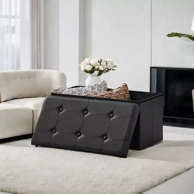 Banco otomano de almacenamiento de 30, otomana con almacenamiento, puf, banco plegable para dormitorio, soporta 660 lb