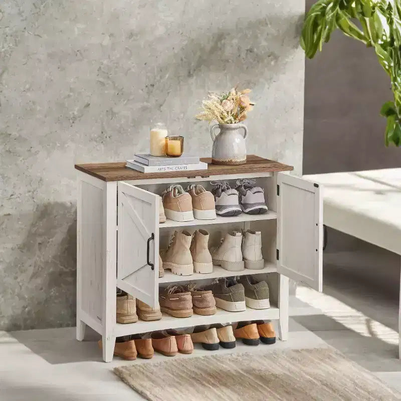 Zapatero tradicional estilo americano con estante ajustable - Organizador de zapatos para entrada