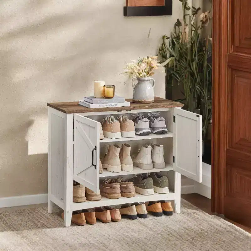 Zapatero tradicional estilo americano con estante ajustable - Organizador de zapatos para entrada