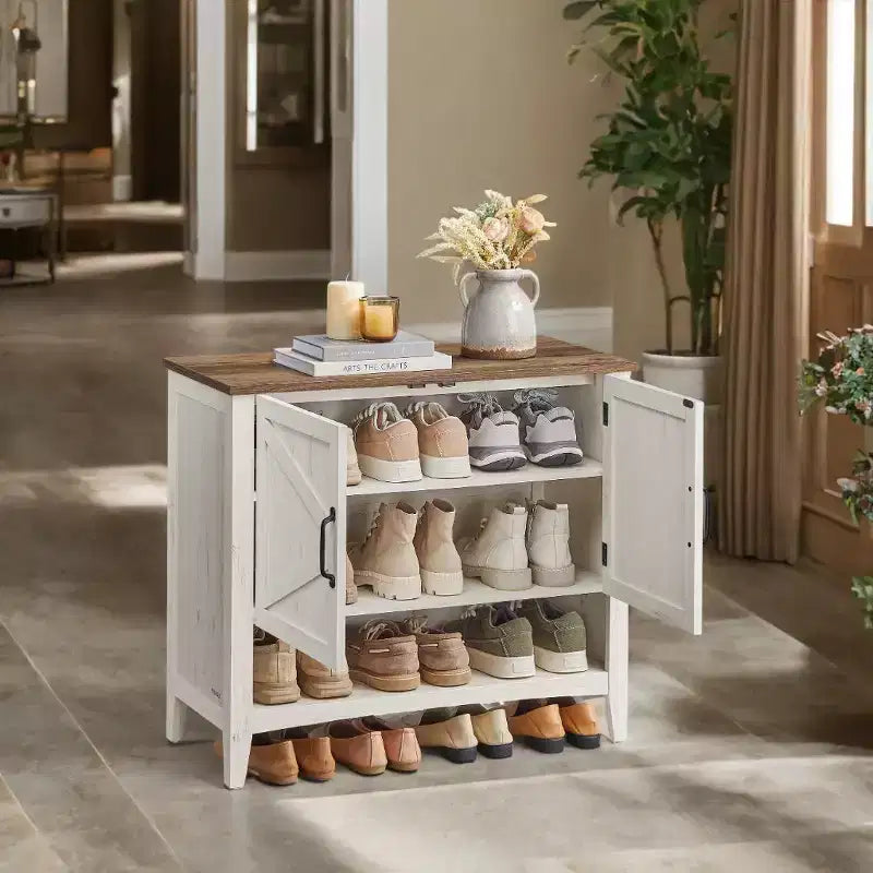 Zapatero tradicional estilo americano con estante ajustable - Organizador de zapatos para entrada
