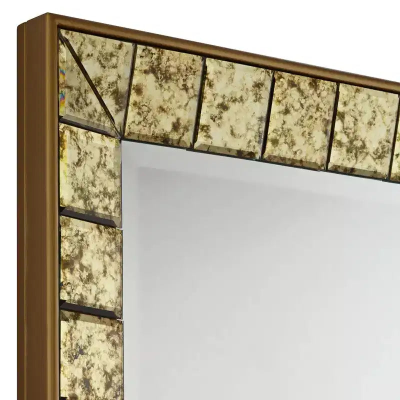 Espejo de pared cuadrado antiguo dorado de 31 1/2 x 31 1/2