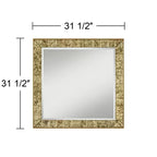 Espejo de pared cuadrado antiguo dorado de 31 1/2 x 31 1/2
