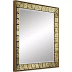 Espejo de pared cuadrado antiguo dorado de 31 1/2 x 31 1/2