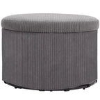 Otomana de Almacenamiento con Tapa, Otomana Puf Redonda de 61 cm con Almacenamiento, Taburete Reposapiés Tapizado de Pana para Sala de Estar, Dormitorio