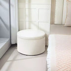 Otomana de Almacenamiento con Tapa, Otomana Puf Redonda de 61 cm con Almacenamiento, Taburete Reposapiés Tapizado de Pana para Sala de Estar, Dormitorio