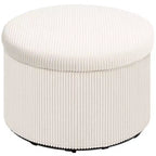 Otomana de Almacenamiento con Tapa, Otomana Puf Redonda de 61 cm con Almacenamiento, Taburete Reposapiés Tapizado de Pana para Sala de Estar, Dormitorio