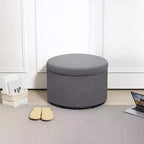 Otomana de Almacenamiento con Tapa, Otomana Puf Redonda de 61 cm con Almacenamiento, Taburete Reposapiés Tapizado de Pana para Sala de Estar, Dormitorio