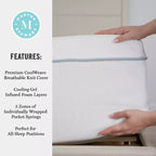 Colchón de muelles ensacados y espuma híbrido de firmeza media de 12" con refrigeración de doble acción y tapa de tejido Jacquard transpirable