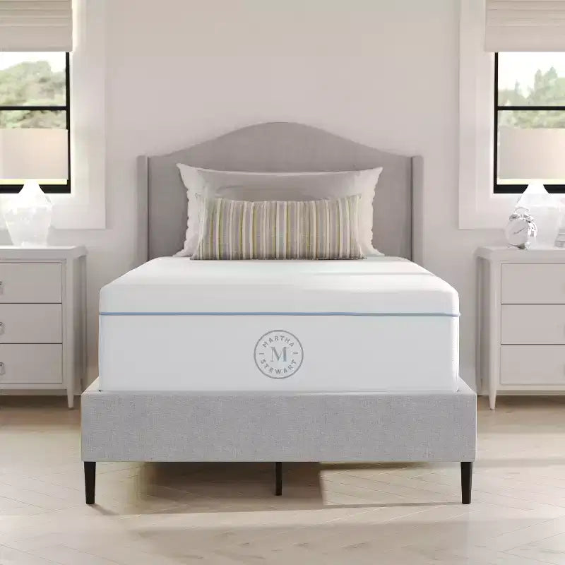 Colchón de muelles ensacados y espuma híbrido de firmeza media de 12" con refrigeración de doble acción y tapa de tejido Jacquard transpirable