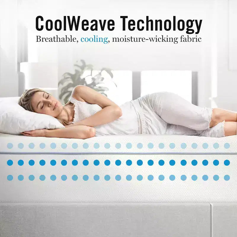 Colchón de muelles ensacados y espuma híbrido de firmeza media de 12" con refrigeración de doble acción y tapa de tejido Jacquard transpirable