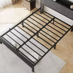 Base de cama tamaño Queen sólida y estable, cabecero con almacenaje y estación de carga, sin ruidos, sin necesidad de somier, fácil montaje