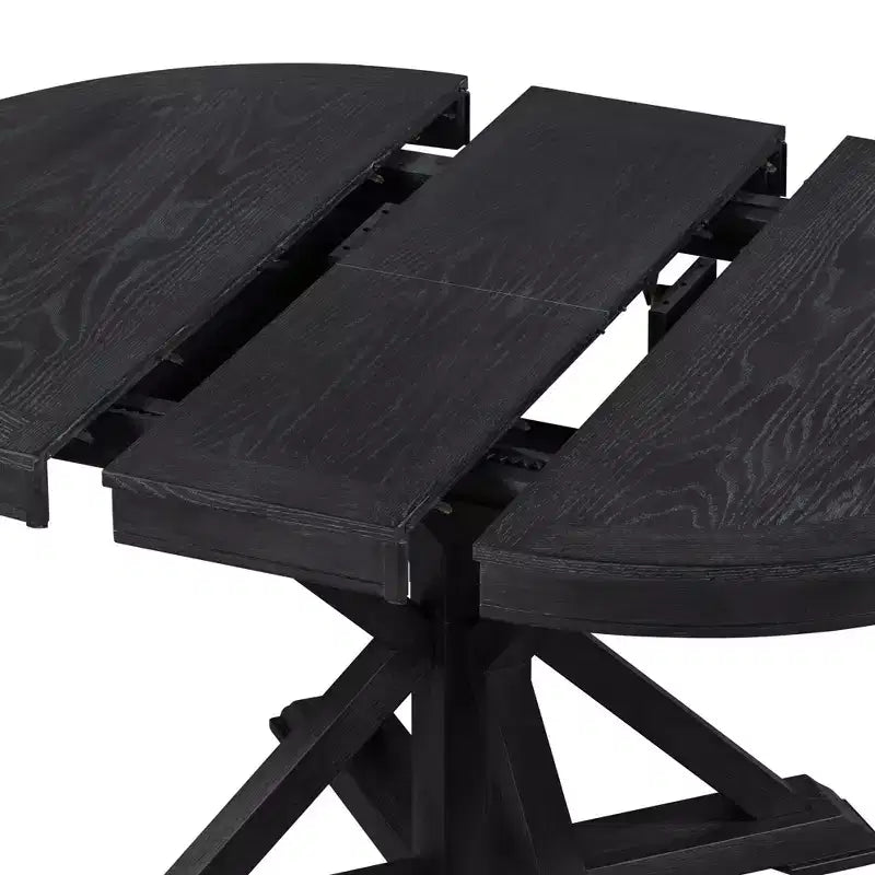 Mesa de Comedor de Estilo Retro con Mesa Extensible y 4 Sillas Tapizadas