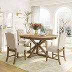 Mesa de Comedor de Estilo Retro con Mesa Extensible y 4 Sillas Tapizadas