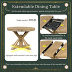 Mesa de Comedor de Estilo Retro con Mesa Extensible y 4 Sillas Tapizadas