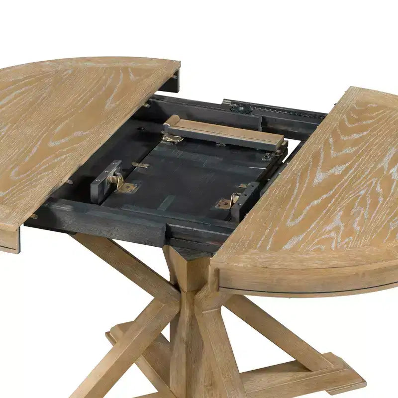Mesa de Comedor de Estilo Retro con Mesa Extensible y 4 Sillas Tapizadas