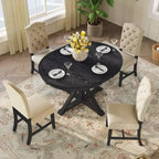 Mesa de Comedor de Estilo Retro con Mesa Extensible y 4 Sillas Tapizadas