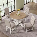 Mesa de Comedor de Estilo Retro con Mesa Extensible y 4 Sillas Tapizadas