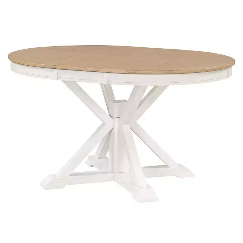 Mesa de Comedor de Estilo Retro con Mesa Extensible y 4 Sillas Tapizadas