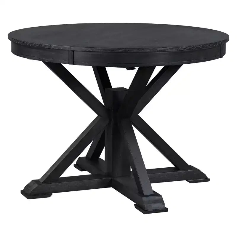 Mesa de Comedor de Estilo Retro con Mesa Extensible y 4 Sillas Tapizadas