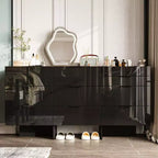 Cómoda Brillante con Detalles de Mármol, Cajonera de 6 Cajones para Dormitorio, Sala de Estar y Cocina