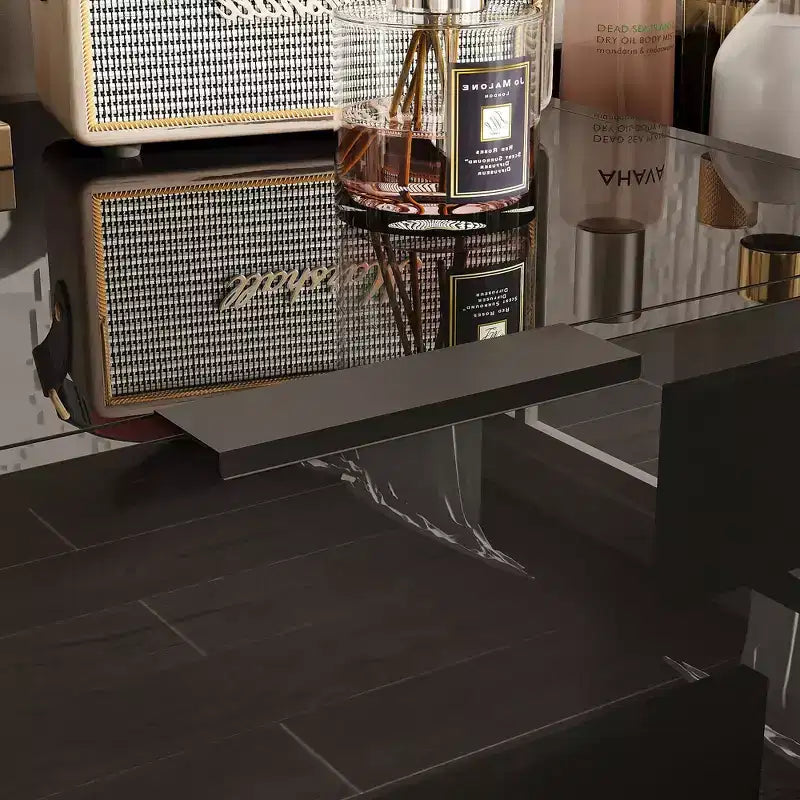 Cómoda Brillante con Detalles de Mármol, Cajonera de 6 Cajones para Dormitorio, Sala de Estar y Cocina