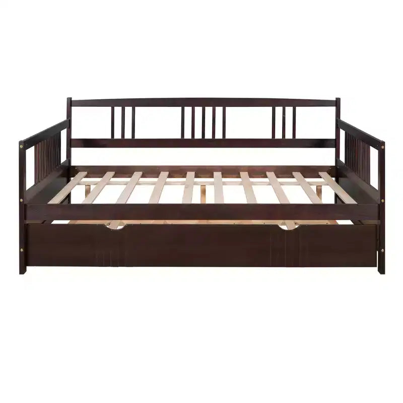 Cama nido doble/matrimonial, marco de cama de plataforma de madera con cama nido doble/dos cajones