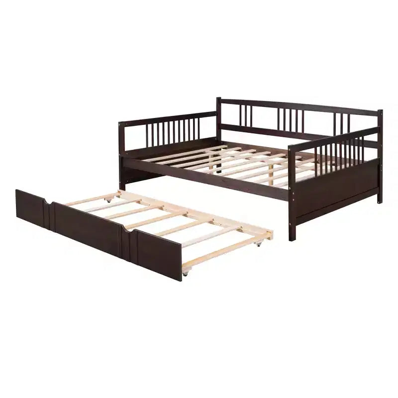 Cama nido doble/matrimonial, marco de cama de plataforma de madera con cama nido doble/dos cajones