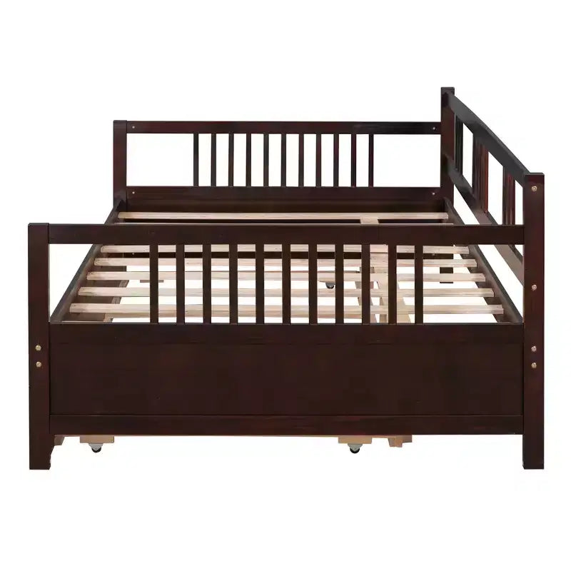 Cama nido doble/matrimonial, marco de cama de plataforma de madera con cama nido doble/dos cajones