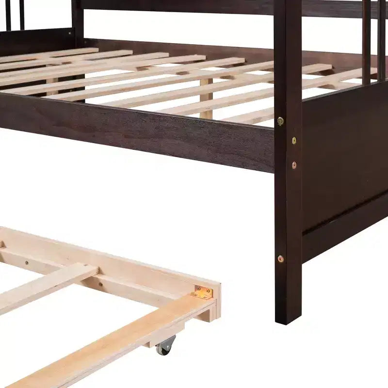Cama nido doble/matrimonial, marco de cama de plataforma de madera con cama nido doble/dos cajones