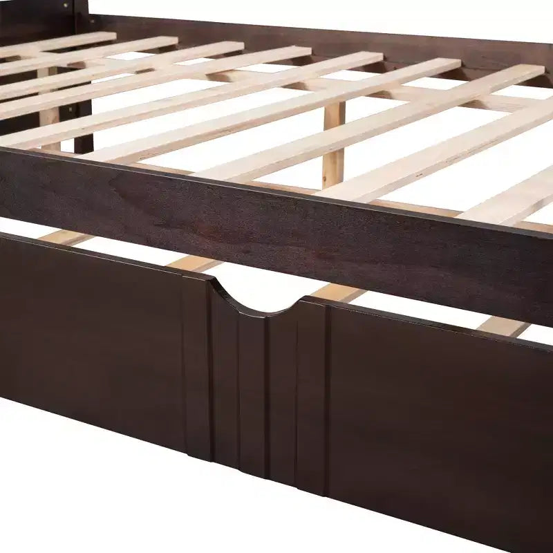 Cama nido doble/matrimonial, marco de cama de plataforma de madera con cama nido doble/dos cajones