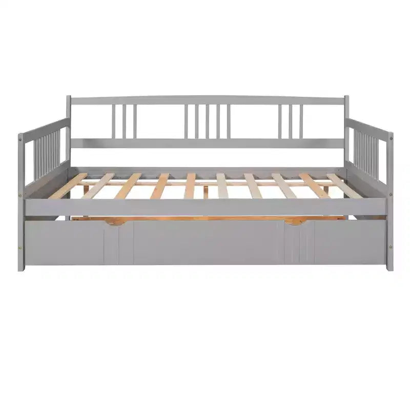 Cama nido doble/matrimonial, marco de cama de plataforma de madera con cama nido doble/dos cajones