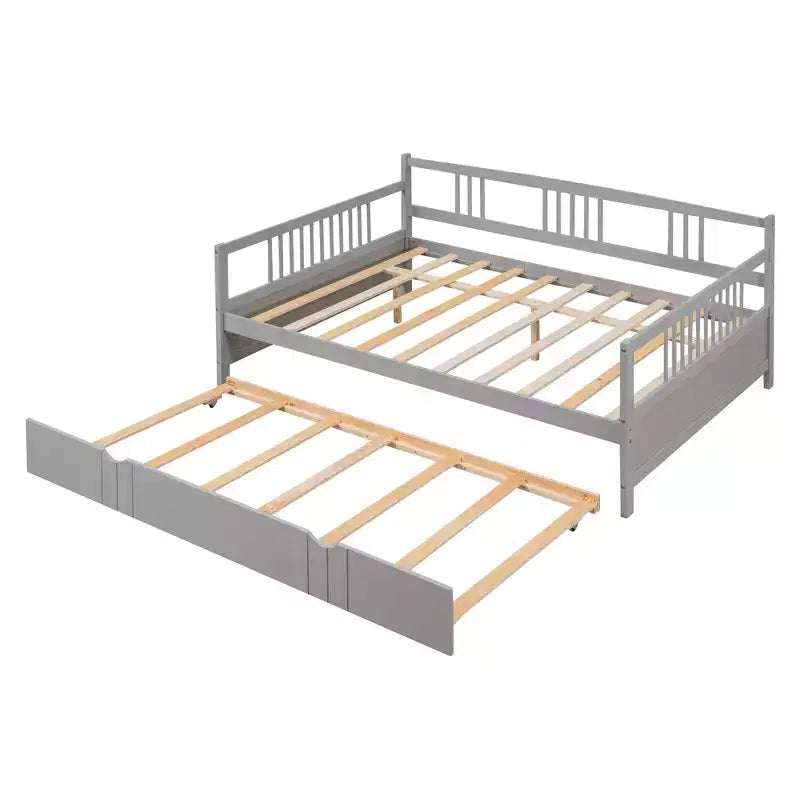 Cama nido doble/matrimonial, marco de cama de plataforma de madera con cama nido doble/dos cajones