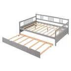 Cama nido doble/matrimonial, marco de cama de plataforma de madera con cama nido doble/dos cajones