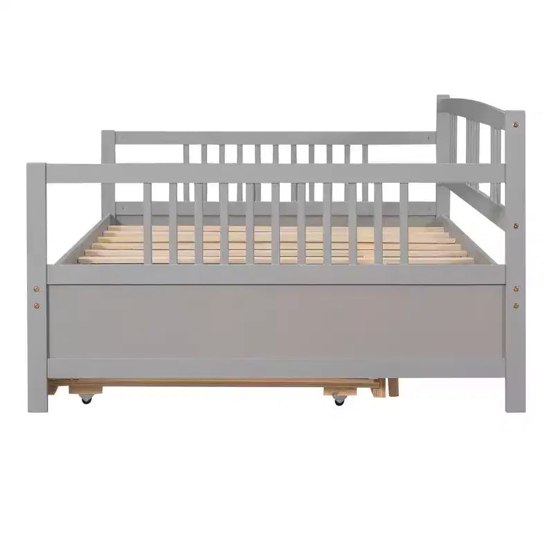 Cama nido doble/matrimonial, marco de cama de plataforma de madera con cama nido doble/dos cajones