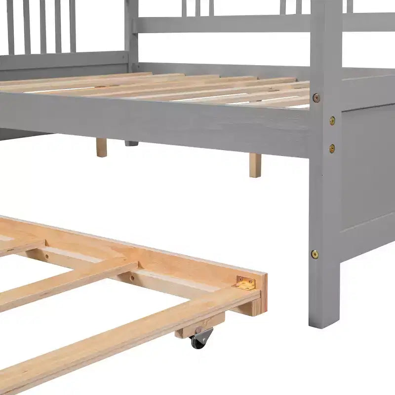 Cama nido doble/matrimonial, marco de cama de plataforma de madera con cama nido doble/dos cajones