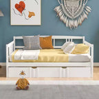 Cama nido doble/matrimonial, marco de cama de plataforma de madera con cama nido doble/dos cajones
