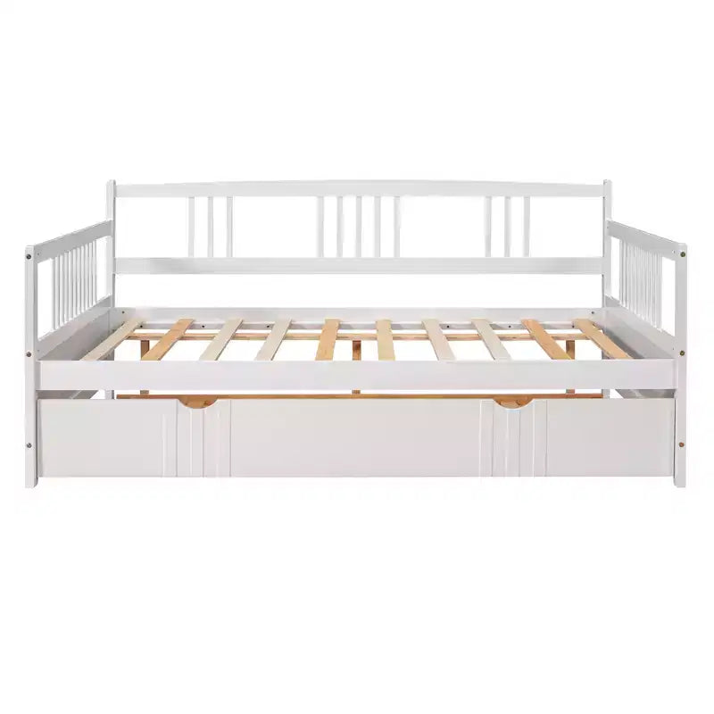 Cama nido doble/matrimonial, marco de cama de plataforma de madera con cama nido doble/dos cajones