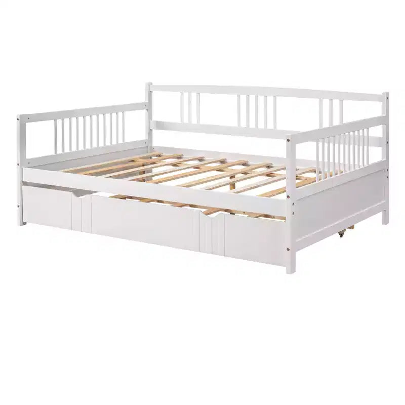 Cama nido doble/matrimonial, marco de cama de plataforma de madera con cama nido doble/dos cajones