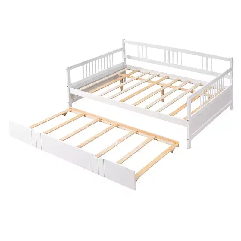 Cama nido doble/matrimonial, marco de cama de plataforma de madera con cama nido doble/dos cajones