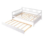 Cama nido doble/matrimonial, marco de cama de plataforma de madera con cama nido doble/dos cajones