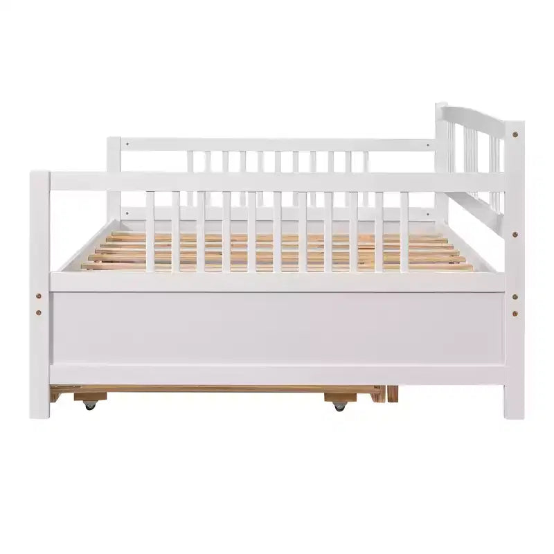 Cama nido doble/matrimonial, marco de cama de plataforma de madera con cama nido doble/dos cajones