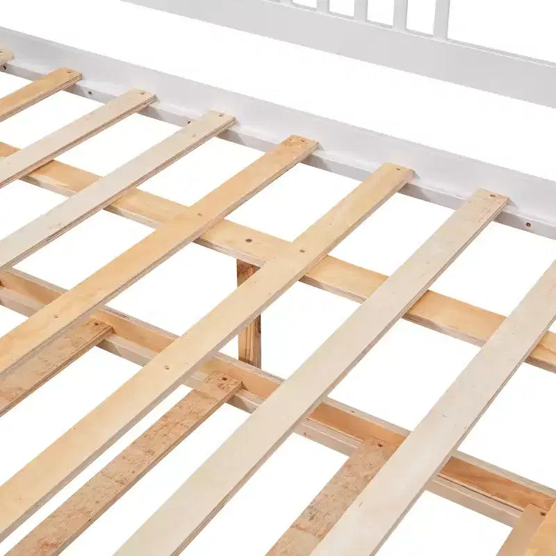 Cama nido doble/matrimonial, marco de cama de plataforma de madera con cama nido doble/dos cajones