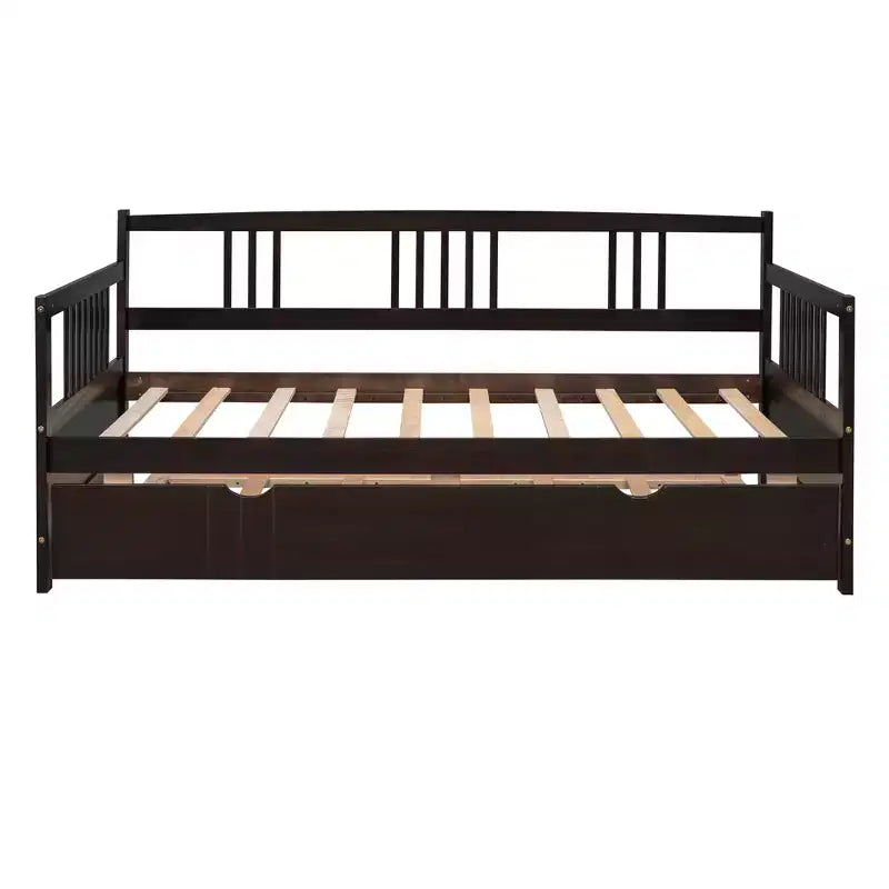 Cama nido doble/matrimonial, marco de cama de plataforma de madera con cama nido doble/dos cajones