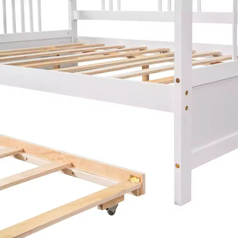 Cama nido doble/matrimonial, marco de cama de plataforma de madera con cama nido doble/dos cajones