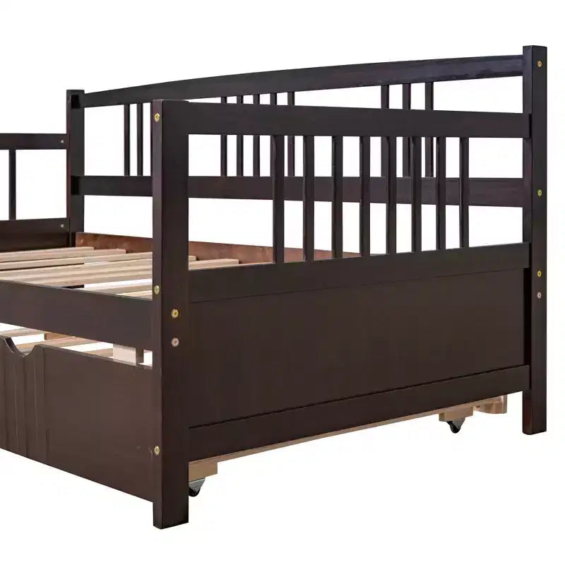 Cama nido doble/matrimonial, marco de cama de plataforma de madera con cama nido doble/dos cajones
