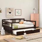 Cama nido doble/matrimonial, marco de cama de plataforma de madera con cama nido doble/dos cajones
