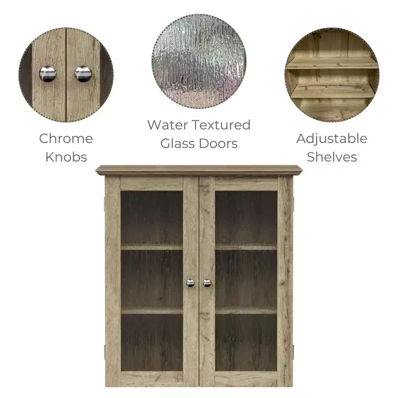 Mueble de Pared de Dos Puertas Desmontable con Estantes Ajustables, Nogal