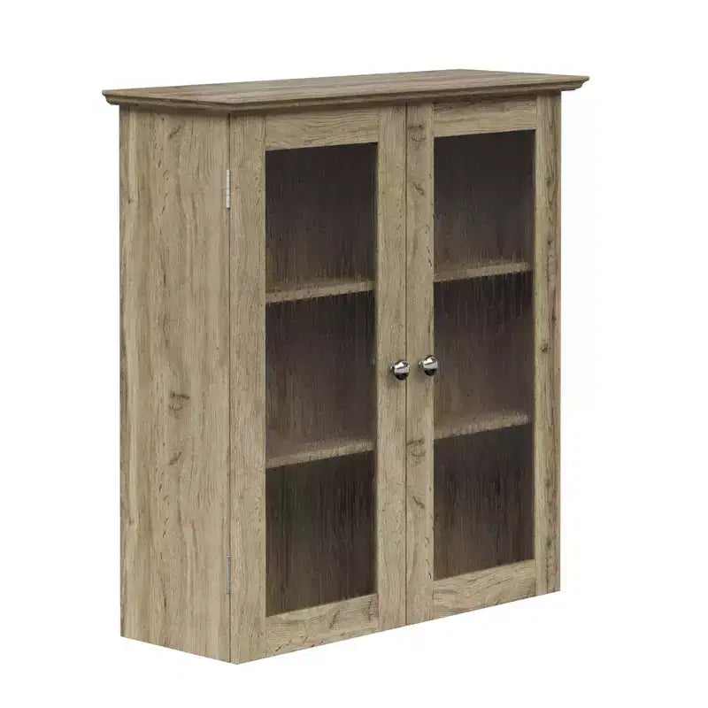 Mueble de Pared de Dos Puertas Desmontable con Estantes Ajustables, Nogal