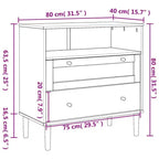 Cómoda de aspecto ratán marrón de 80x40x80 cm de madera maciza de pino